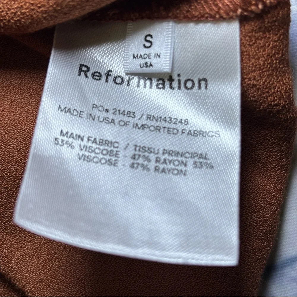 Reformation Shirt Womens Small Rust Peasant Puff Sleeve Off Shoulder Crop Boho